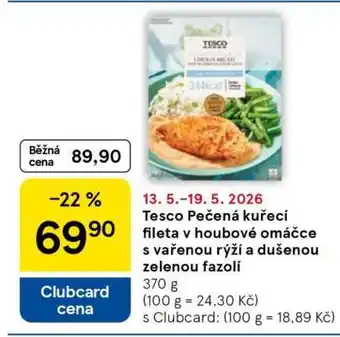 Tesco Tesco Pečená kuřecí fileta v houbové omáčce s vařenou rýží a dušenou zelenou fazolí nabídka