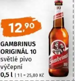 Terno Gambrinus originál 10 světlé pivo výčepní nabídka