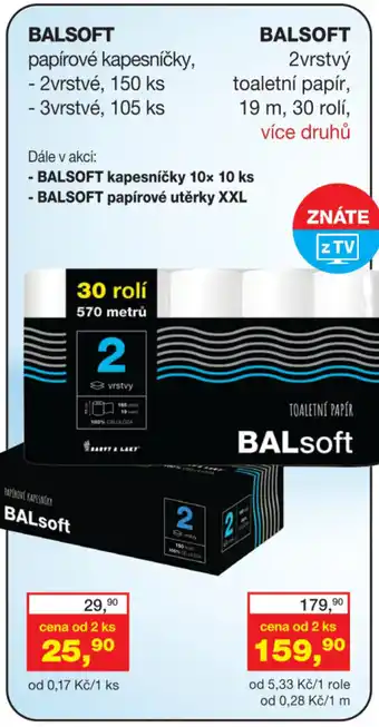 Ráj drogerie BALSOFT papírové kapesníčky nabídka