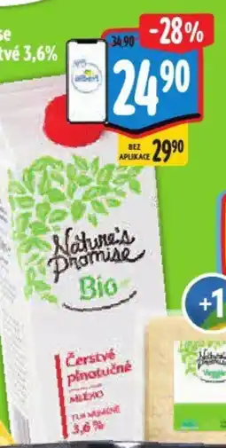 Albert Nature's Promise Bio Mléko čerstvé 3,6% nabídka