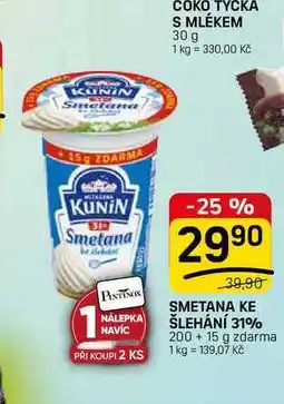 Flop SMETANA KE ŠLEHÁNÍ 31% 200+15 g nabídka