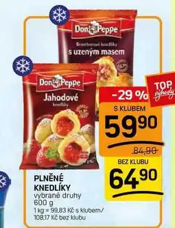 Flop PLNĚNÉ KNEDLÍKY vybrané druhy nabídka