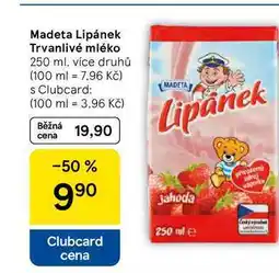 Tesco Madeta Lipánek Trvanlivé mléko, 250 ml, více druhů nabídka