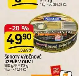 Flop ŠPROTY VÝBĚROVÉ UZENÉ V OLEJI 160 g/PP 112 g nabídka