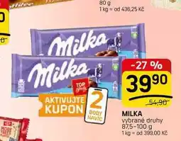 Flop MILKA vybrané druhy nabídka