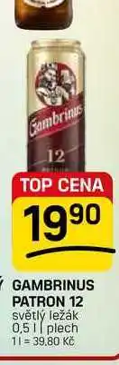 Flop GAMBRINUS PATRON 12 světlý ležák 0,51 plech nabídka