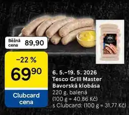 Tesco Tesco Grill Master Bavorská klobása, 220 g, balená nabídka