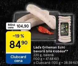 Tesco Láďa Grileman Echt bavoriš bílá klobása, 220 g, balená nabídka