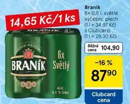 Tesco Braník, 6× 0,5 l, světlé výčepní, plech nabídka