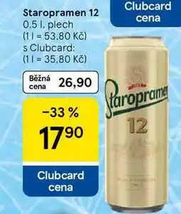 Tesco Staropramen 12, 0.5 l, plech nabídka