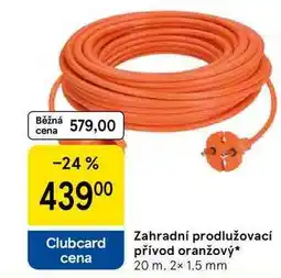 Tesco Zahradní prodlužovací přívod oranžový, 20 m. 2x 1.5 mm nabídka