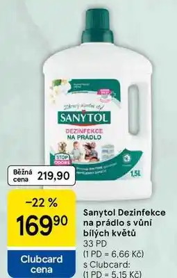 Tesco Sanytol Dezinfekce na prádlo s vůní bílých květů, 33 PD nabídka