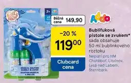 Tesco Bublifuková pistole se zvukem, sada obsahuje 50 ml bublinkového roztoku nabídka