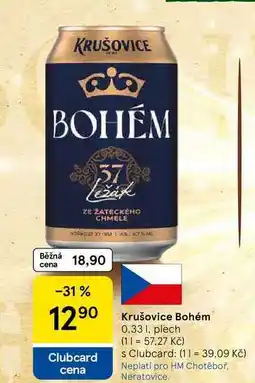 Tesco Krušovice Bohém, 0.33 l, plech nabídka