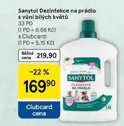 Tesco Sanytol Dezinfekce na prádlo s vůní bílých květů, 33 PD nabídka