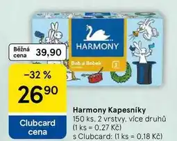Tesco Harmony Kapesníky, 150 ks, 2 vrstvy, více druhů nabídka