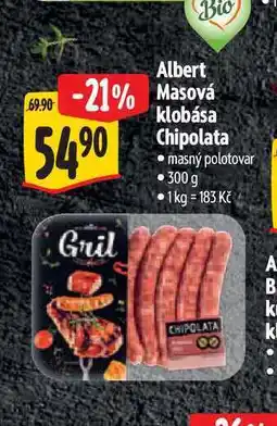 Albert Alber Masová klobása Chipolata nabídka