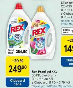 Tesco Rex Prací gel XXL, 66 PD, dva druhy nabídka