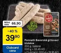 Tesco Ponnath Bavorská grilovací klobása, 200 g, balená nabídka