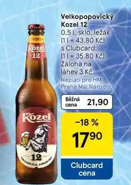 Tesco Velkopopovický Kozel 12, 0.5 l, sklo nabídka