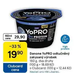 Tesco Danone YoPRO odtučněný zakysaný výrobek, 160 g, dva druhy nabídka