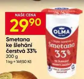 Hruška OLMA Smetana ke šlehání čerstvá 33% nabídka