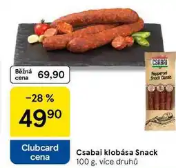Tesco Csabai klobása Snack, 100 g, více druhů nabídka