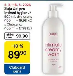Tesco Ziaja Gel pro intimní hygienu, 500 ml, dva druhy nabídka
