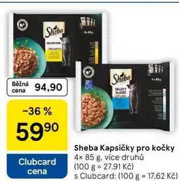 Tesco Sheba Kapsičky pro kočky, 4× 85 g, více druhů nabídka