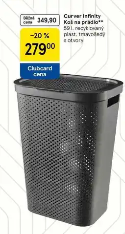 Tesco Curver Infinity Koš na prádlo, 59 l, recyklovaný plast, tmavošedý s otvory nabídka