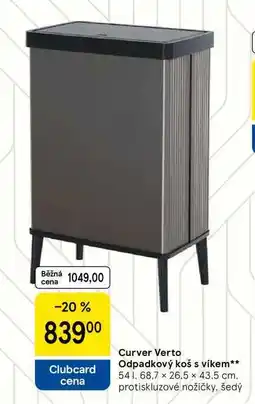 Tesco Curver Verto Odpadkový koš s víkem, 541. 68.7 x 26.5 x 43.5 cm. protiskluzové nožičky, šedý nabídka