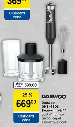 Tesco Daewoo DHB-660S Tyčový mixér, 500 W. funkce turbo, čepel z nerezové oceli nabídka