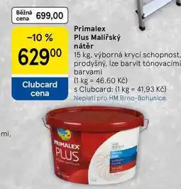 Tesco Primalex Plus Malířský nátěr, 15 kg. výborná krycí schopnost nabídka