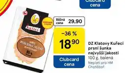 Tesco DZ Klatovy Kuřecí prsní šunka nejvyšší jakosti, 100 g, balená nabídka