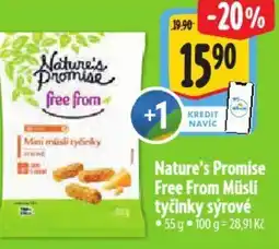 Albert Nature's Promise Free From Müsli tyčinky sýrové nabídka
