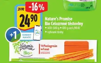 Albert Nature's Promise Bio Celozrnné těstoviny nabídka