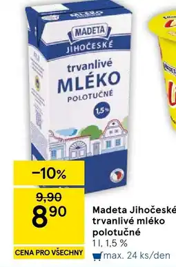 Tesco Madeta Jihočeské trvanlivé mléko polotučné nabídka