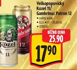 Albert Velkopopovický Kozel 11/ Gambrinus Patron 12 nabídka