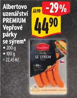 Albert Albertovo uzenářství PREMIUM Veprove párky se sýrem nabídka