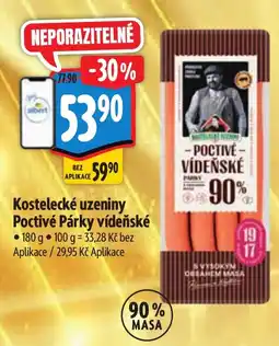 Albert Kostelecké uzeniny Poctivé Párky vídeňské nabídka