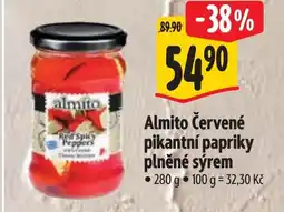 Albert Almito Červené pikantní papriky plněné sýrem nabídka