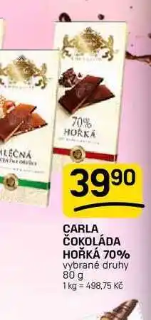 Flop CARLA ČOKOLÁDA HOŘKÁ 70% vybrané druhy nabídka