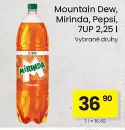 Kubík potraviny Mountain Dew, Mirinda, Pepsi, 7UP nabídka