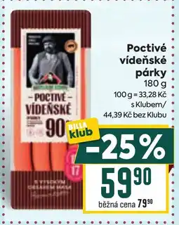 Billa Poctivé vídeňské párky nabídka
