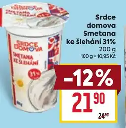 Billa Srdce domova Smetana ke šlehání 31% nabídka