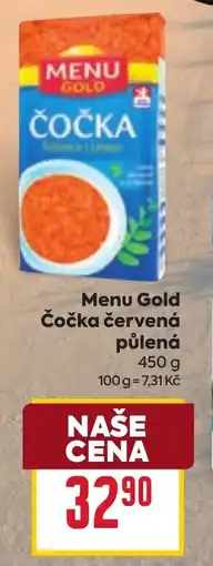 Billa Menu Gold Čočka červená půlená nabídka