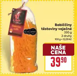 Billa Babiččiny těstoviny vaječné nabídka