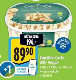 Albert Zmrzlina Carte d'Or Vegan nabídka