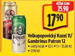 Albert Velkopopovický Kozel 11 Gambrinus Patron 12 nabídka
