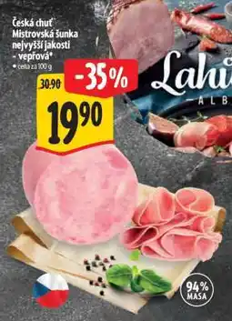 Albert Česká chuť Mistrovská šunka nejvyšší jakosti - vepřová nabídka